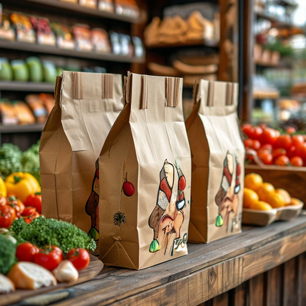 Бумажные пакеты из картона для продуктов питания Бумажные пакеты из картона для магазина продуктов питания