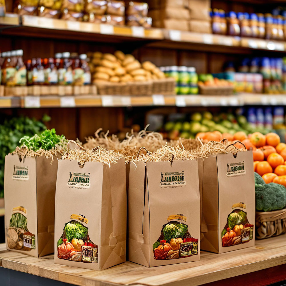Бумажные пакеты из картона для магазина продуктов Бумажные пакеты из картона для магазина продуктов
